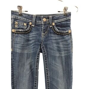 Miss Me Y2K Skinny Jeans 24 Embellished Rhinestone Pocket Medium Wash
